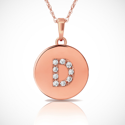 14k Yellow / White & Rose Gold Letter Initial CZ Pendant For Women