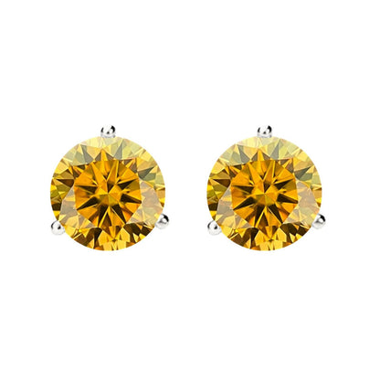 14K Gold GRA CertifiedD-VVS1 Yellow Moissanite ScrewBack Stud Earrings