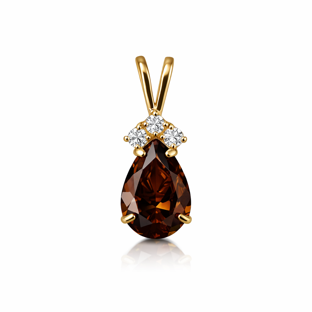 14k Yellow Gold Pear CZ Birthstone Pendant