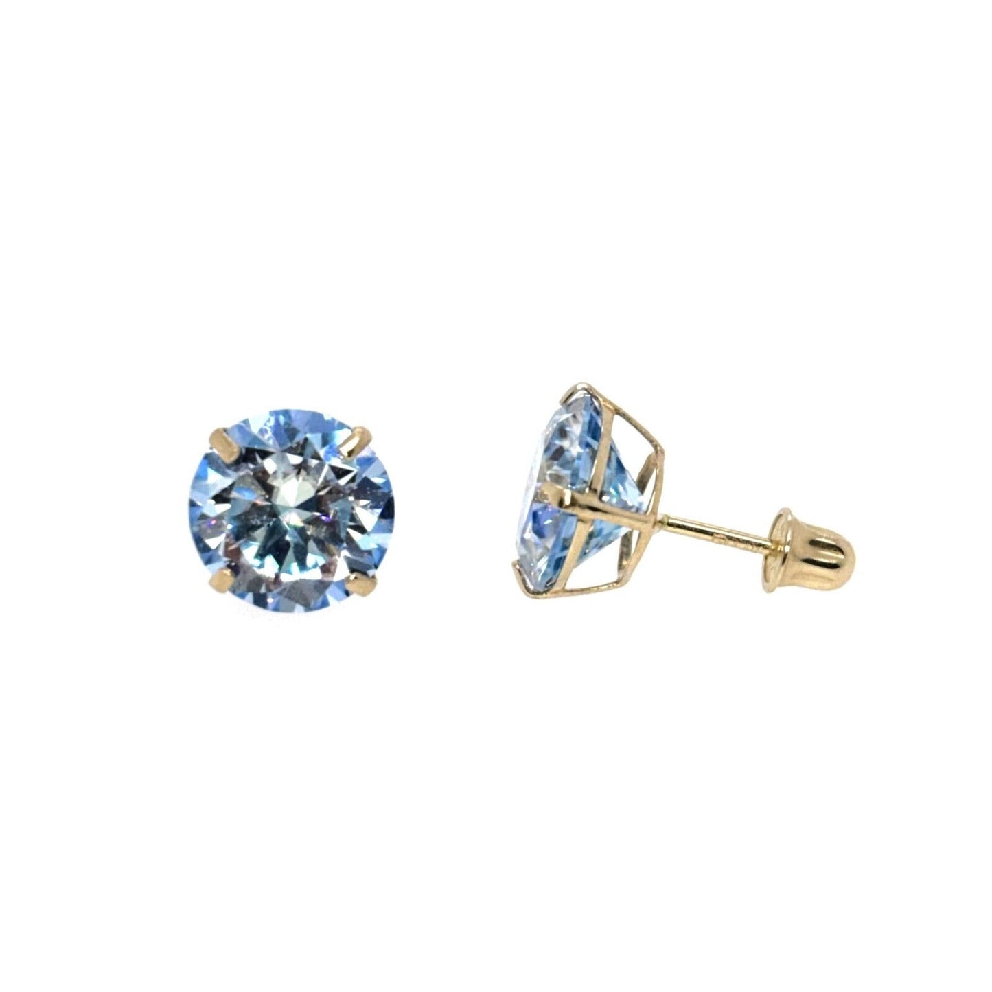 14K Gold GRA Certified D-VVS1 Ocean Blue Moissanite Screw Back Studs Earrings