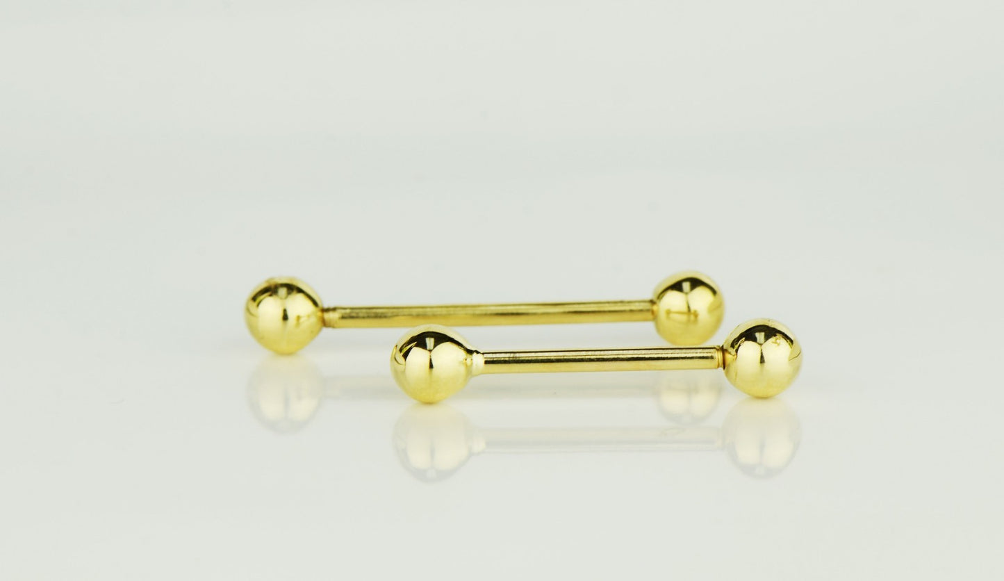 14k Yellow or White Gold Ball Barbell Bar Tongue Body Jewelry Piercing