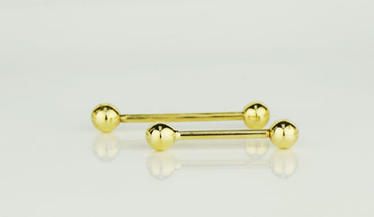 14k Yellow or White Gold Ball Barbell Bar Tongue Body Jewelry Piercing
