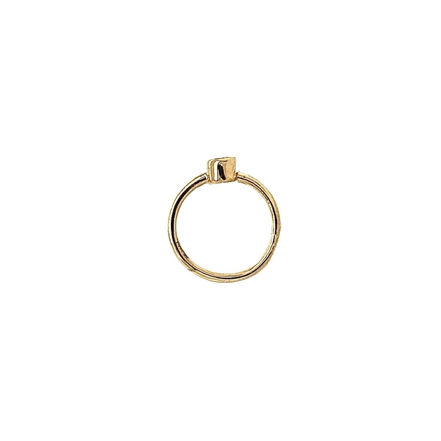 14K Solid Yellow Gold Bezel Nose Ring Hoop with 2mm CZ Stone