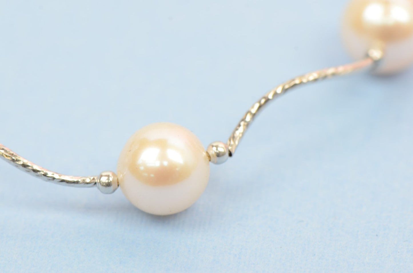 14k White Gold Beautiful Genuine White Pearls Set: Necklace, Bracelet, Earrings