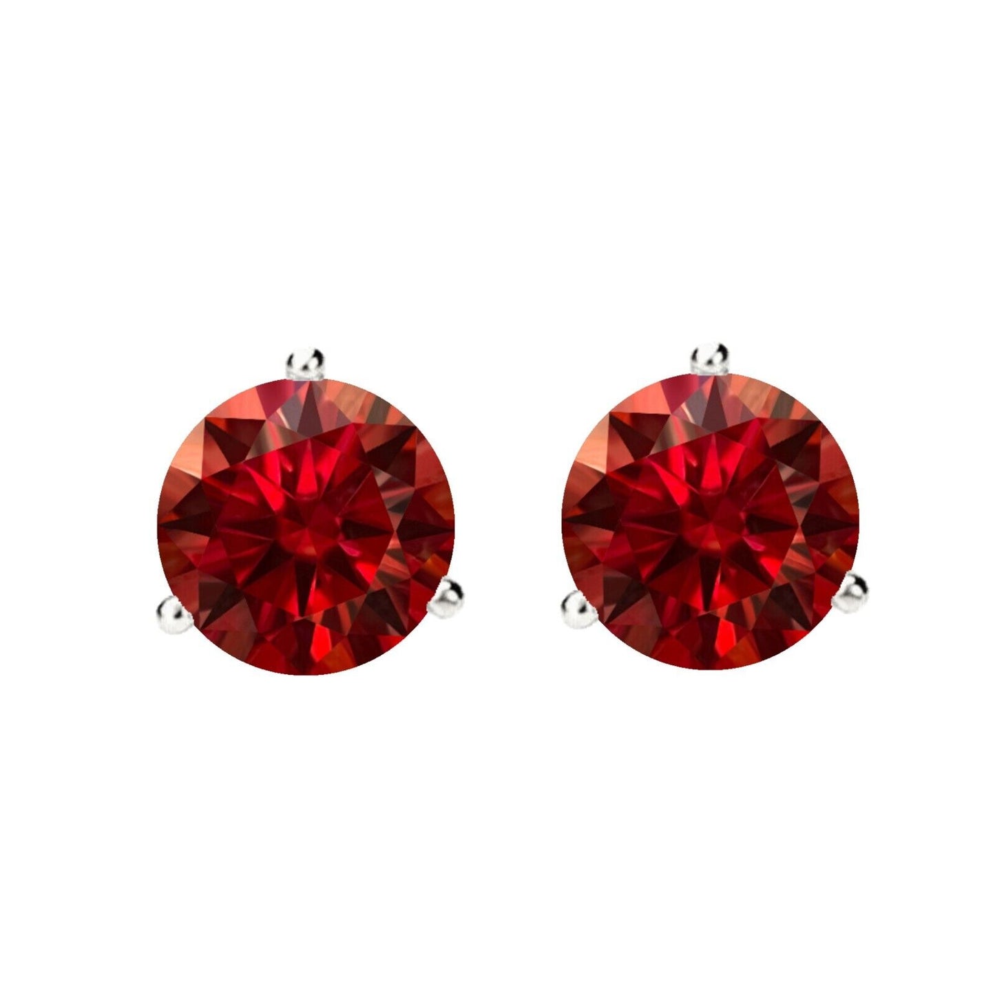 14K Gold GRA CertifiedD-VVS1 Garnet Moissanite ScrewBack Stud Earrings