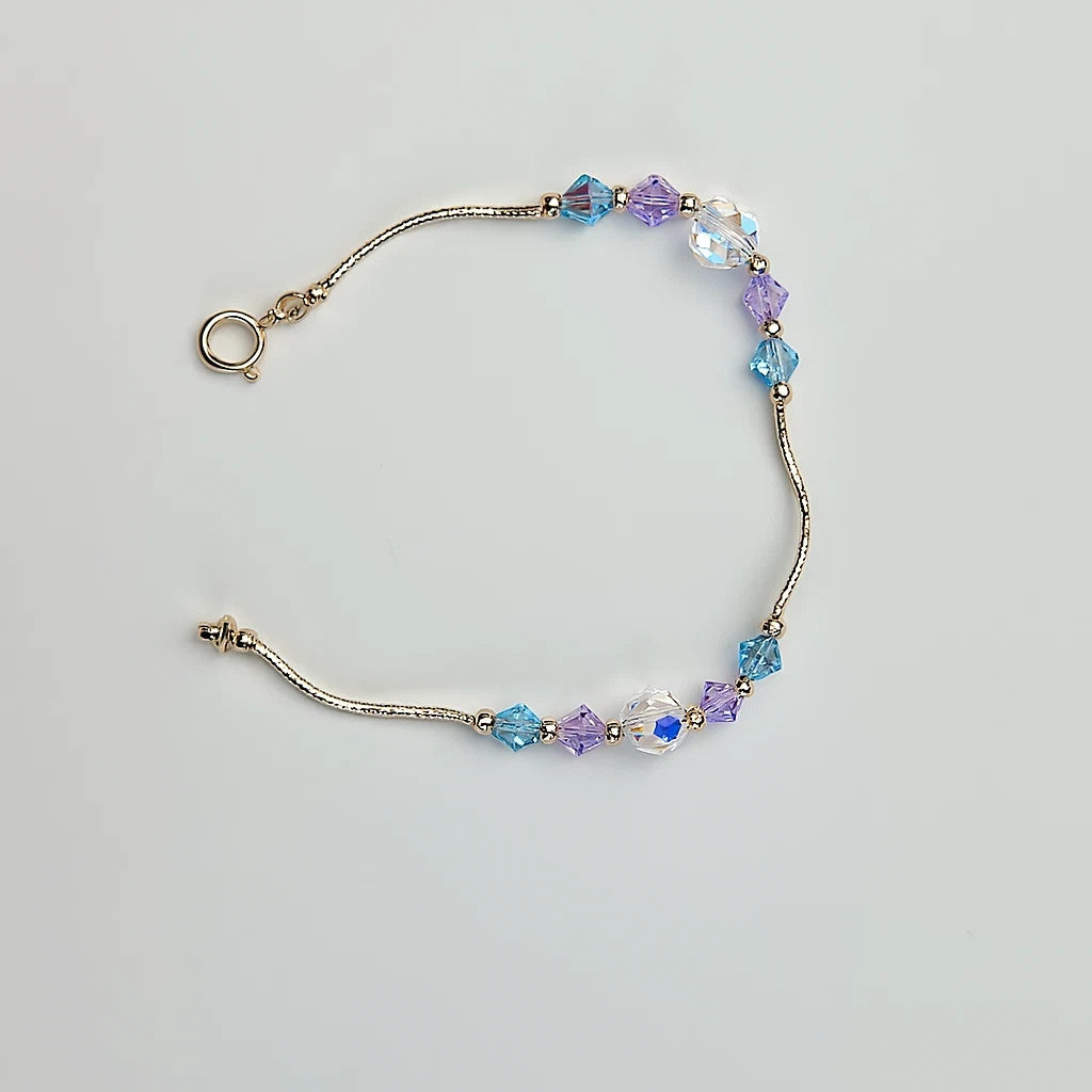 14K Yellow Gold Elegant Crystals Bracelet Kids Baby Girls & Boy