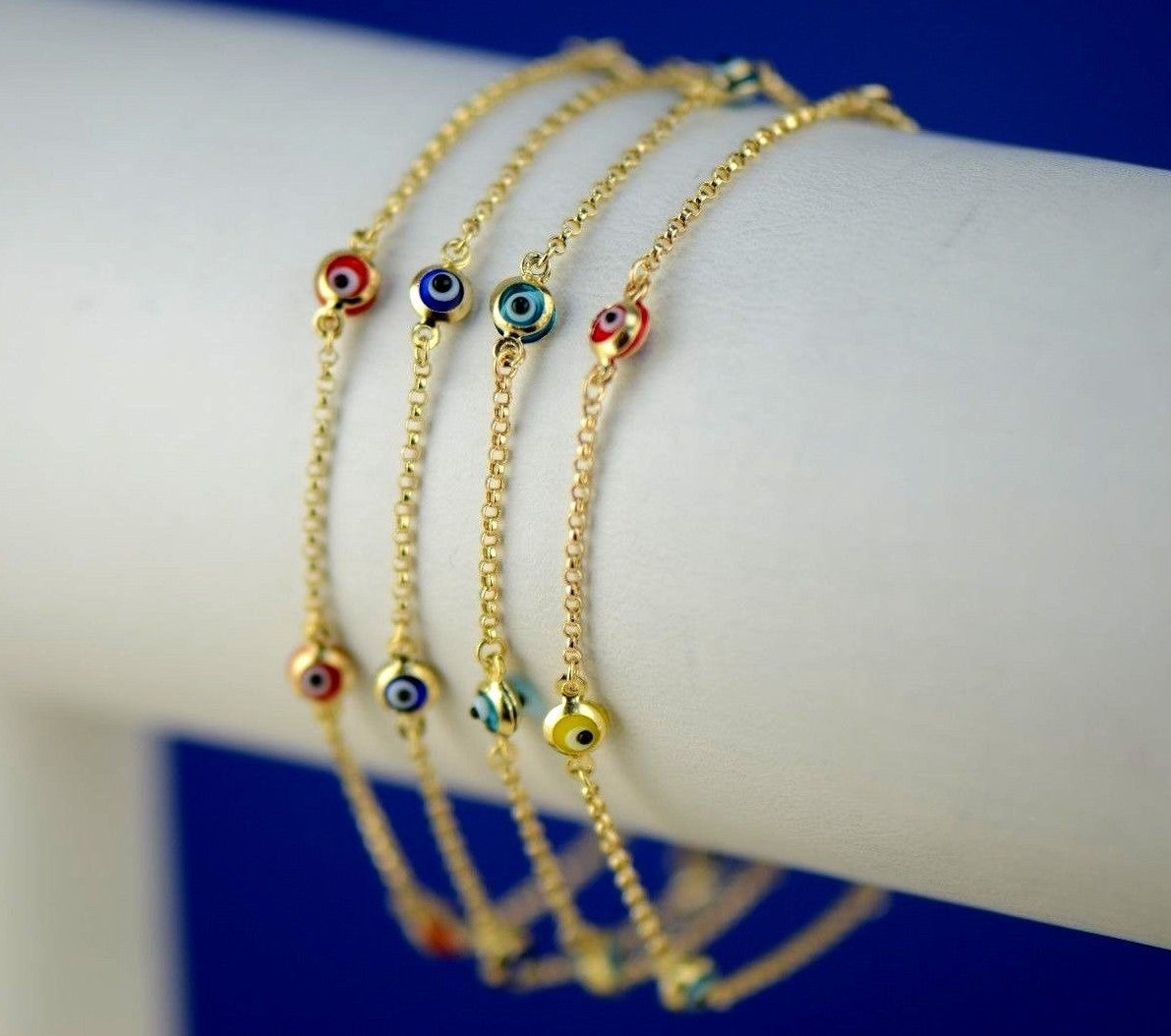 14k Yellow Gold Evil Eye Bracelet