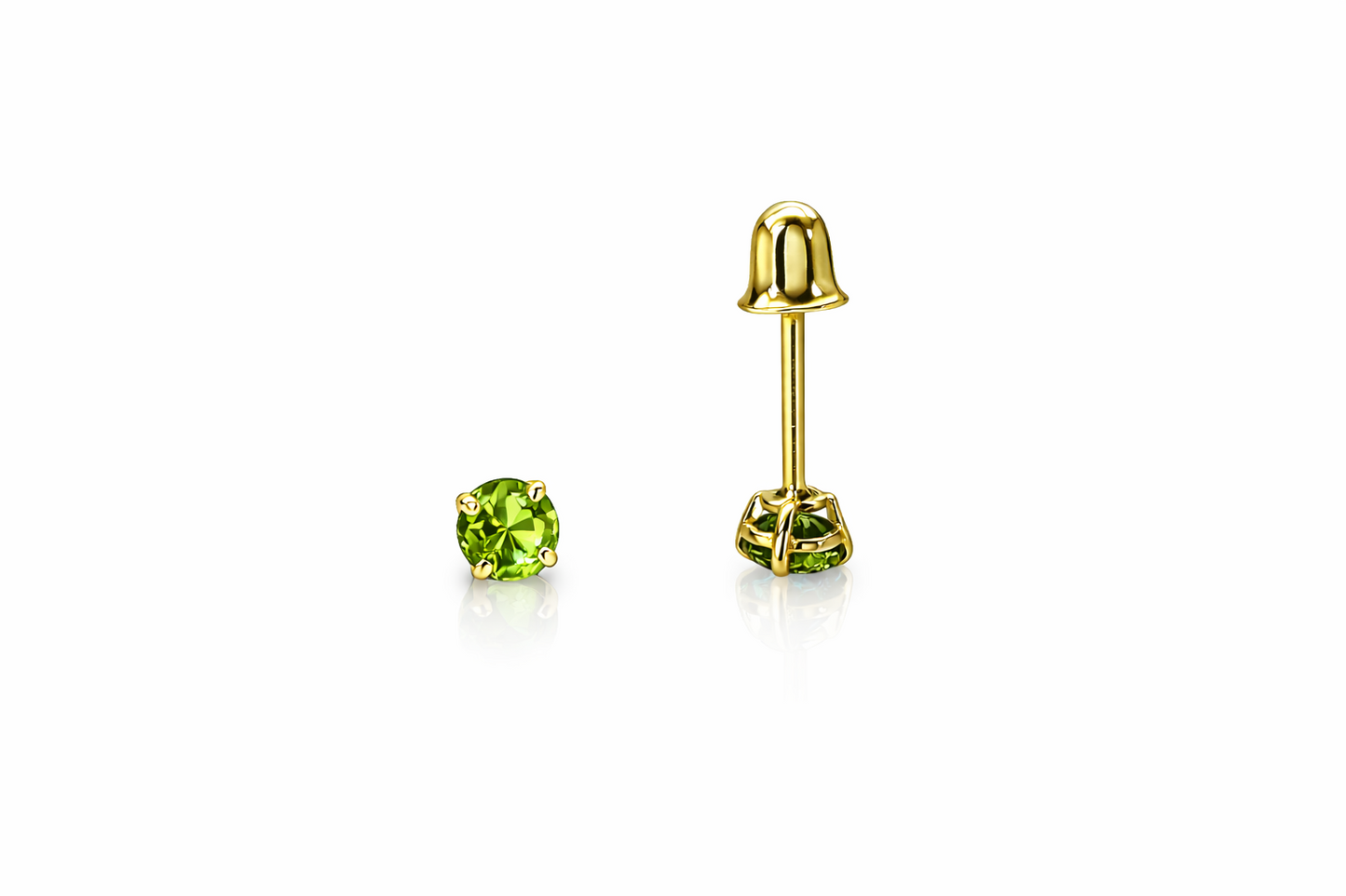 14K Solid Yellow Gold 3mm Round Birthstone Stud Earrings with screw back
