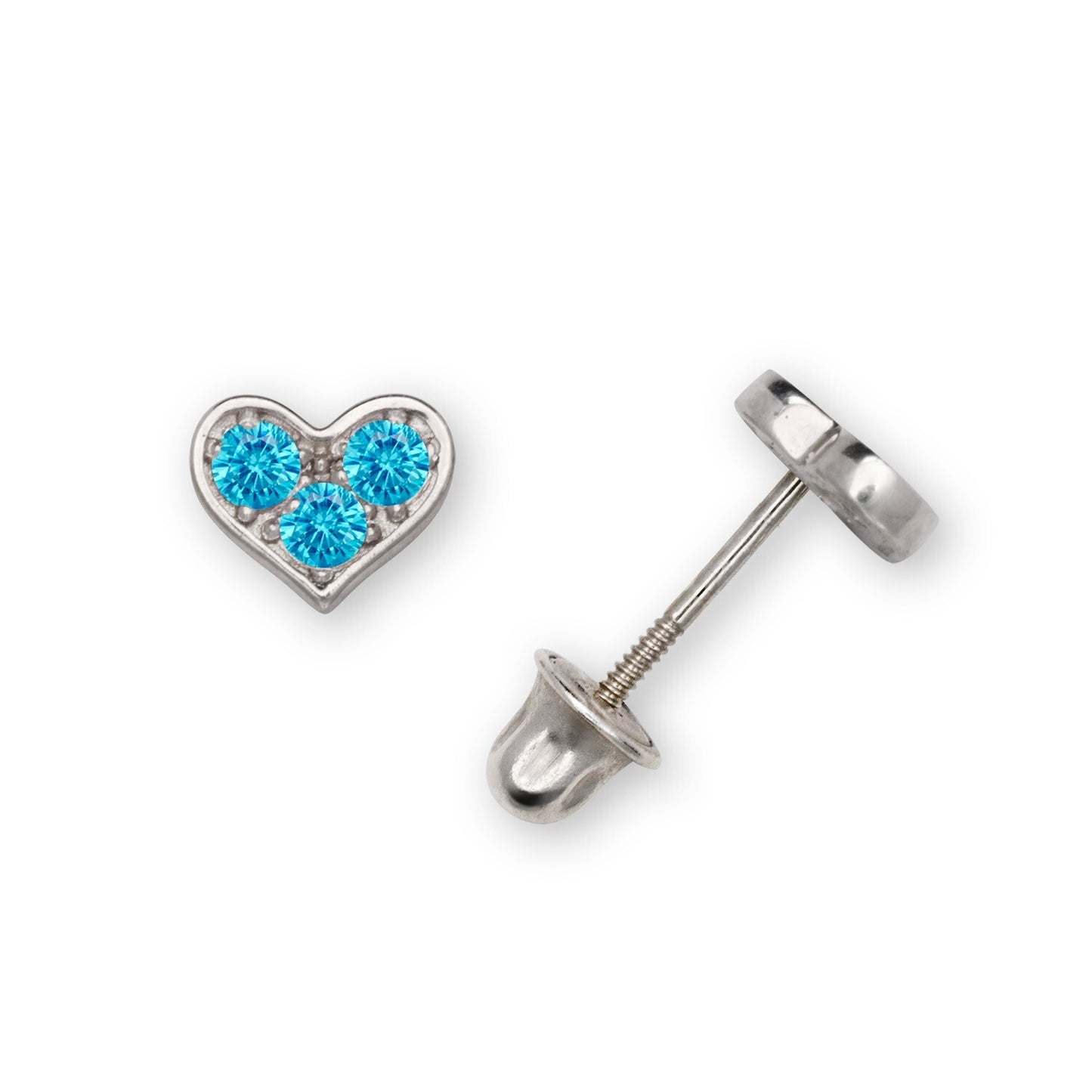 14K Yellow & White Gold CZ Heart Shaped Stud Earrings for Women