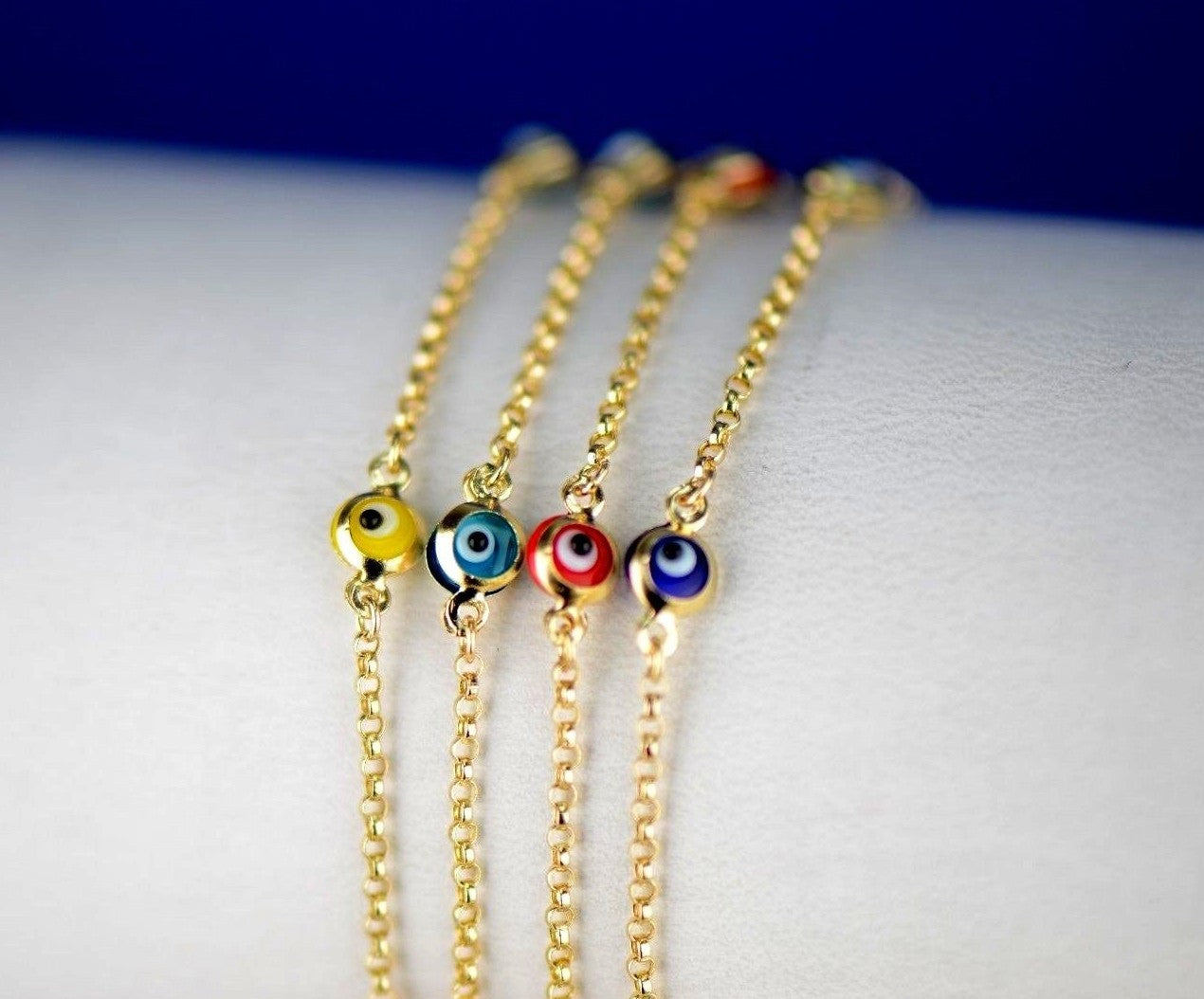 14k Yellow Gold Evil Eye Bracelet
