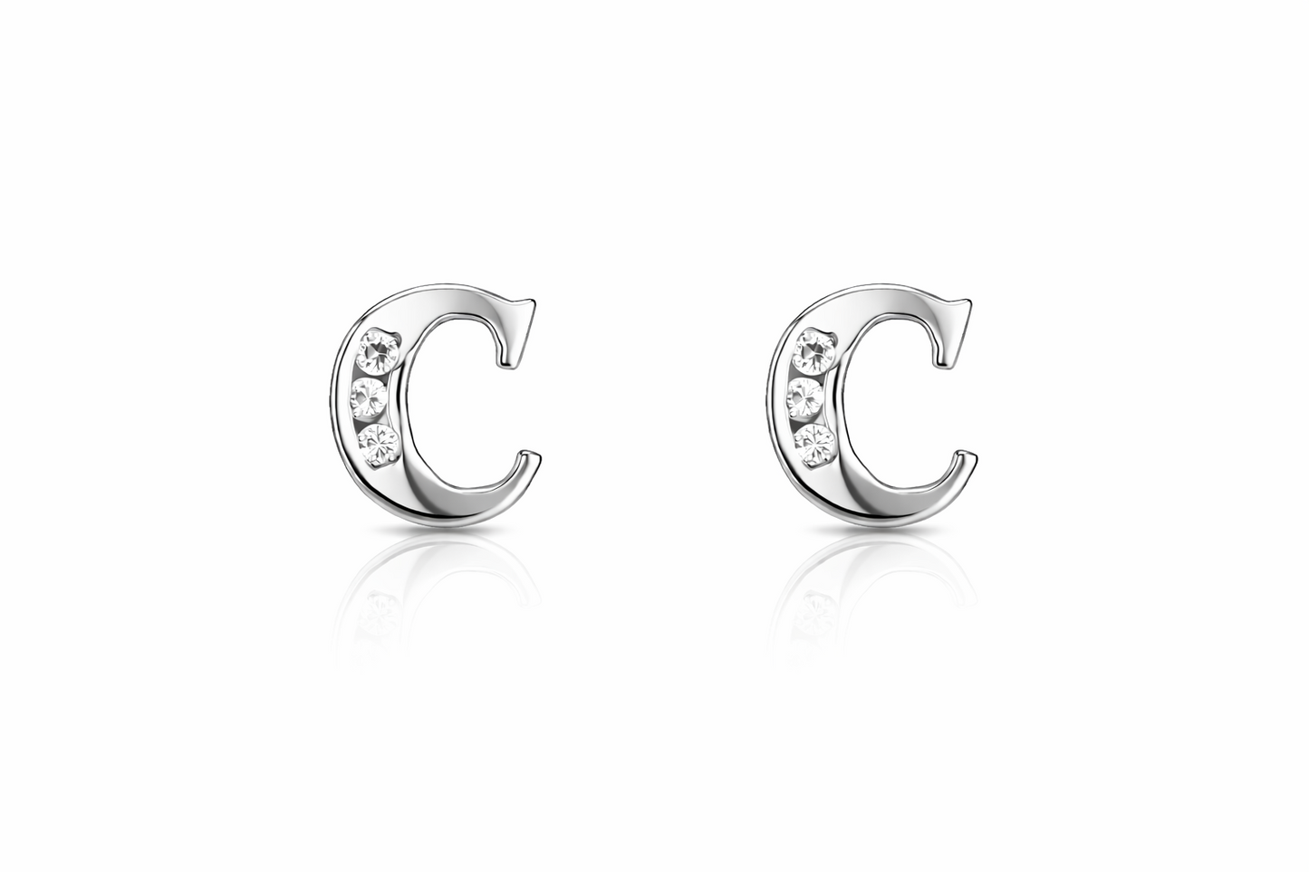 14k Yellow or White Gold Initial Letters CZ Stud Earrings