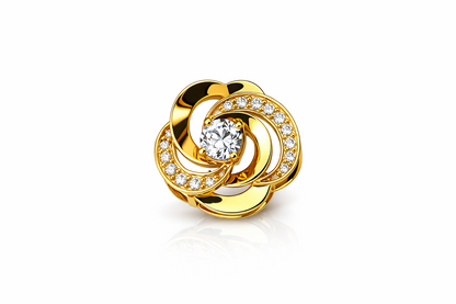 14k Yellow and White  Gold CZ Flower Pendant