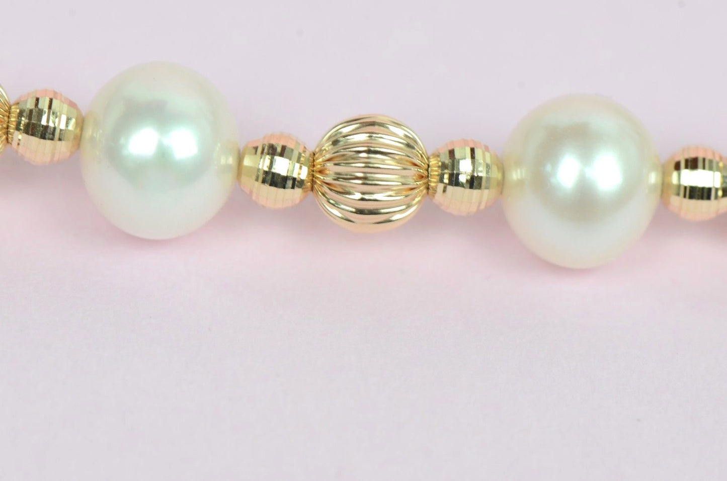 14k Yellow Gold Genuine White Pearls3pcs Set: Necklace,Bracelet,Earrings