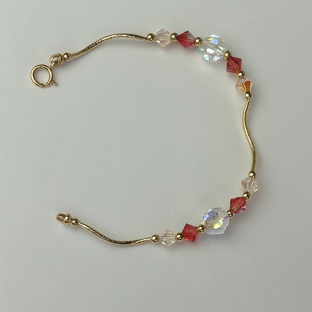 14K Yellow Gold Elegant Crystals Bracelet Kids Baby Girls & Boy