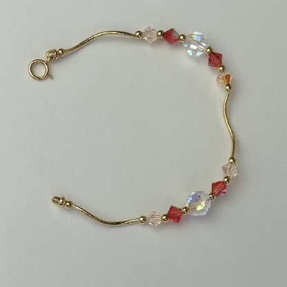 14K Yellow Gold Elegant Crystals Bracelet Kids Baby Girls & Boy