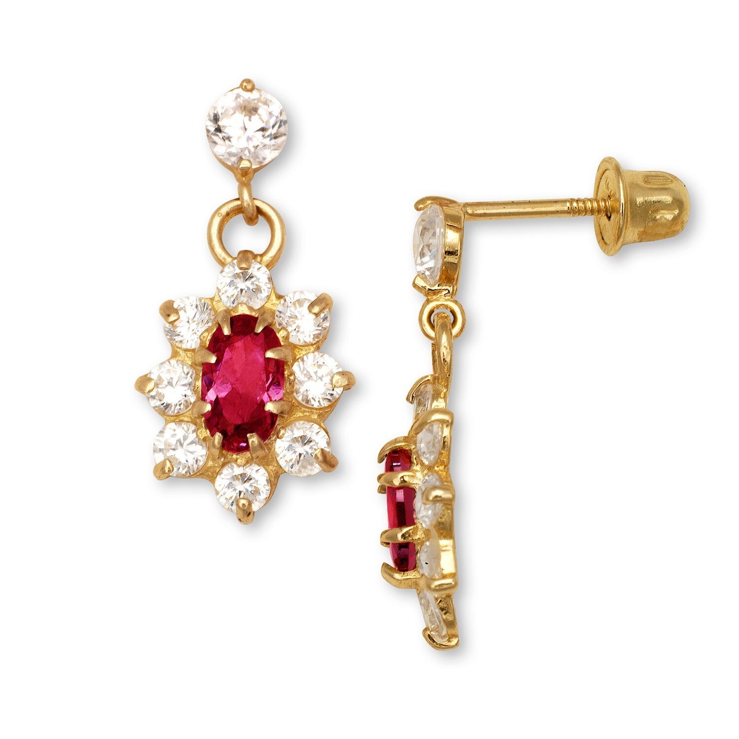 14K Yellow & White Gold Dangle Flower Shape Earrings for Women
