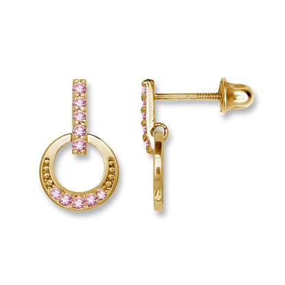 14K Yellow & White Gold Classic Circle Drop Earrings for Women