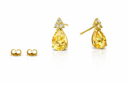 14k Yellow Gold Pear Shape Stud Earrings