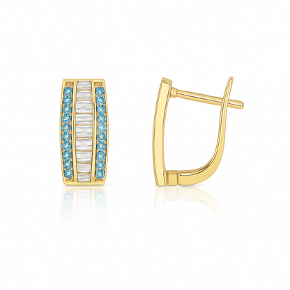 14k Yellow Gold CZ Beautiful Leverback Earrings for Women