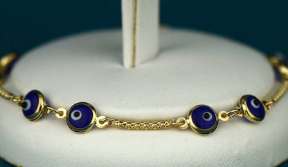 14k Yellow or White Gold Evil Eye Bracelet