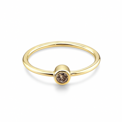 14K Solid Yellow Gold Bezel Nose Ring Hoop with 1.5mm CZ Stone