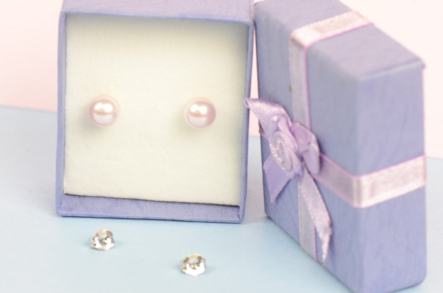 925 Sterling Silver Beautiful Swarovski Pearls Stud Earrings for Women 7MM