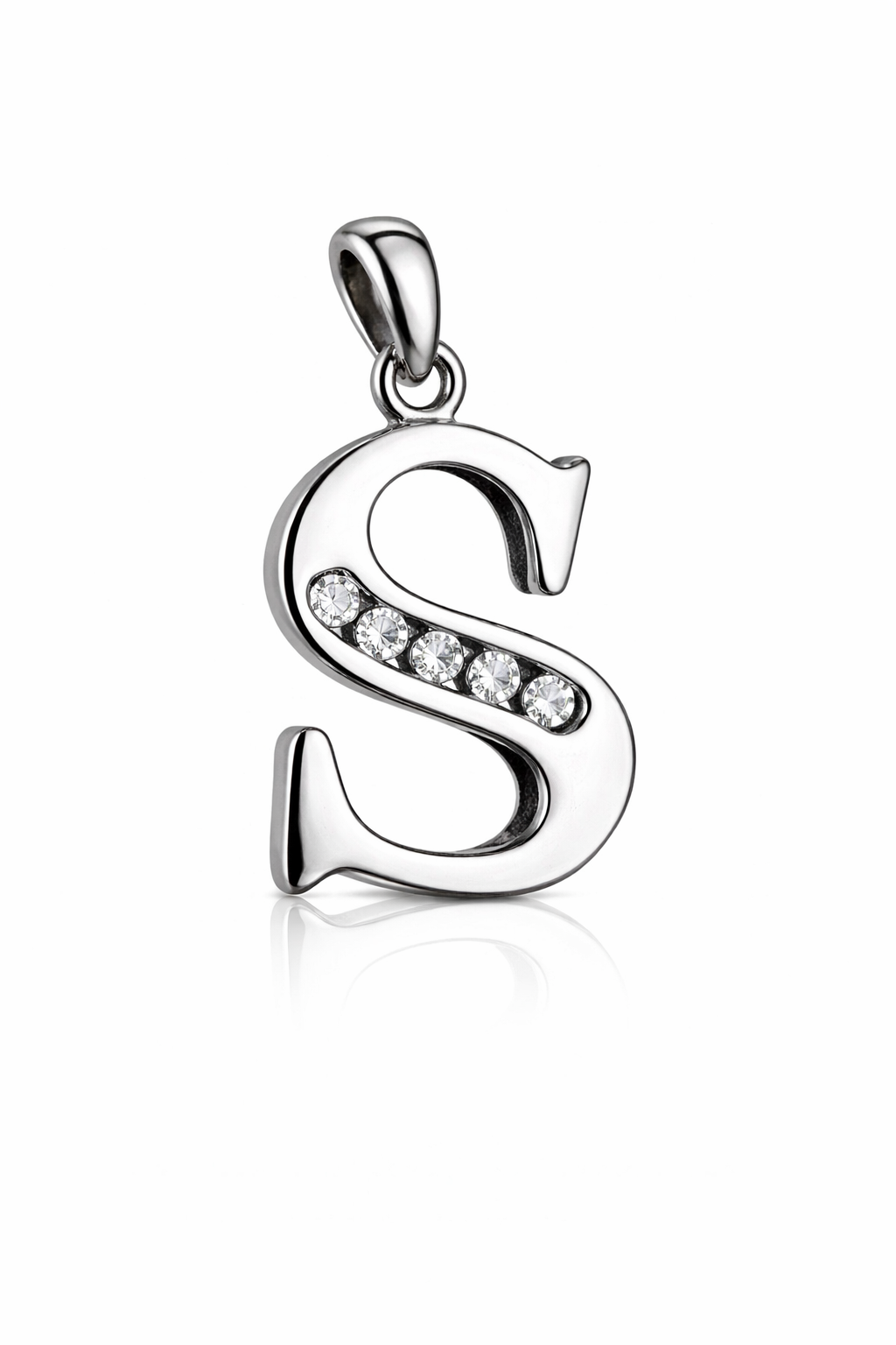 925 Sterling Silver Initial Letter CZ Pendant