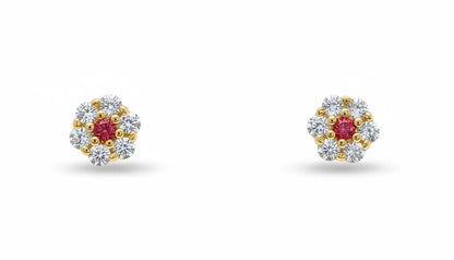 14K Yellow Gold Flower Shaped  Screw Back Stud Earrings for Women