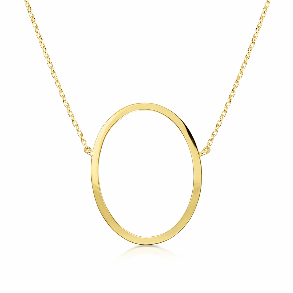 14k Yellow Gold Sideway Initial Letter Necklace Pendant