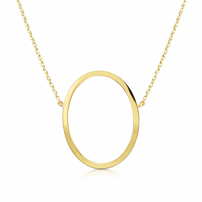 14k Yellow Gold Sideway Initial Letter Necklace Pendant