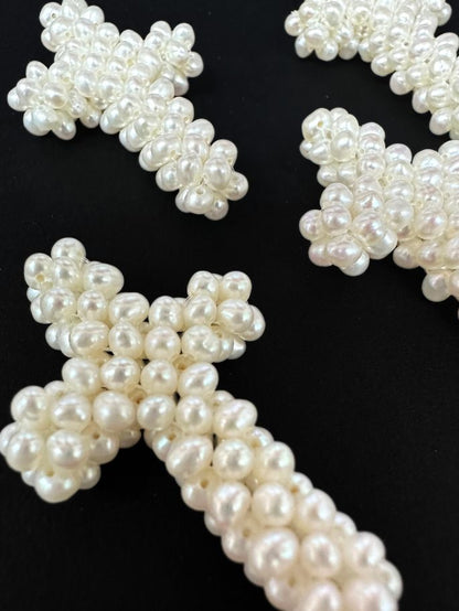 Knitted Fresh Water Pearl Cross