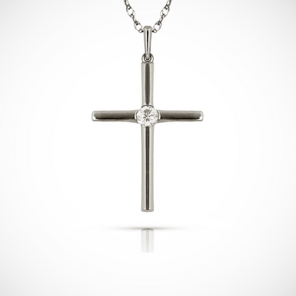 14K Yellow & White Gold Cross Pendant for Women