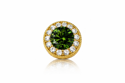 14k Yellow Gold Halo Round Pendant