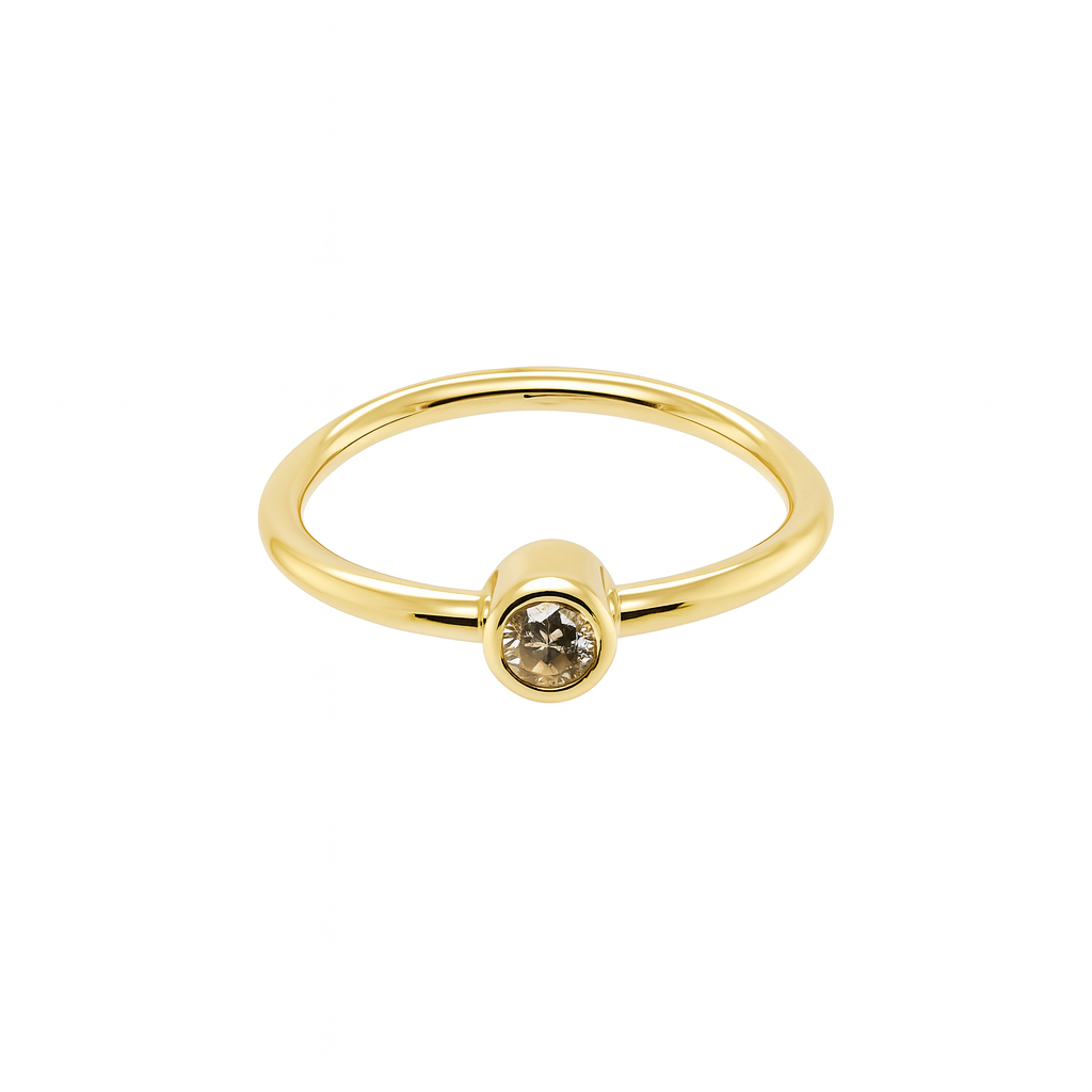 14K Solid Yellow Gold Bezel Nose Ring Hoop with 1.5mm CZ Stone