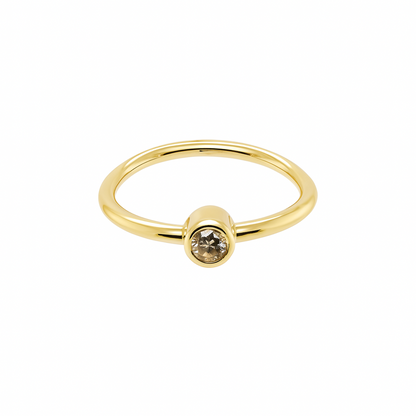 14K Solid Yellow Gold Bezel Nose Ring Hoop with 1.5mm CZ Stone