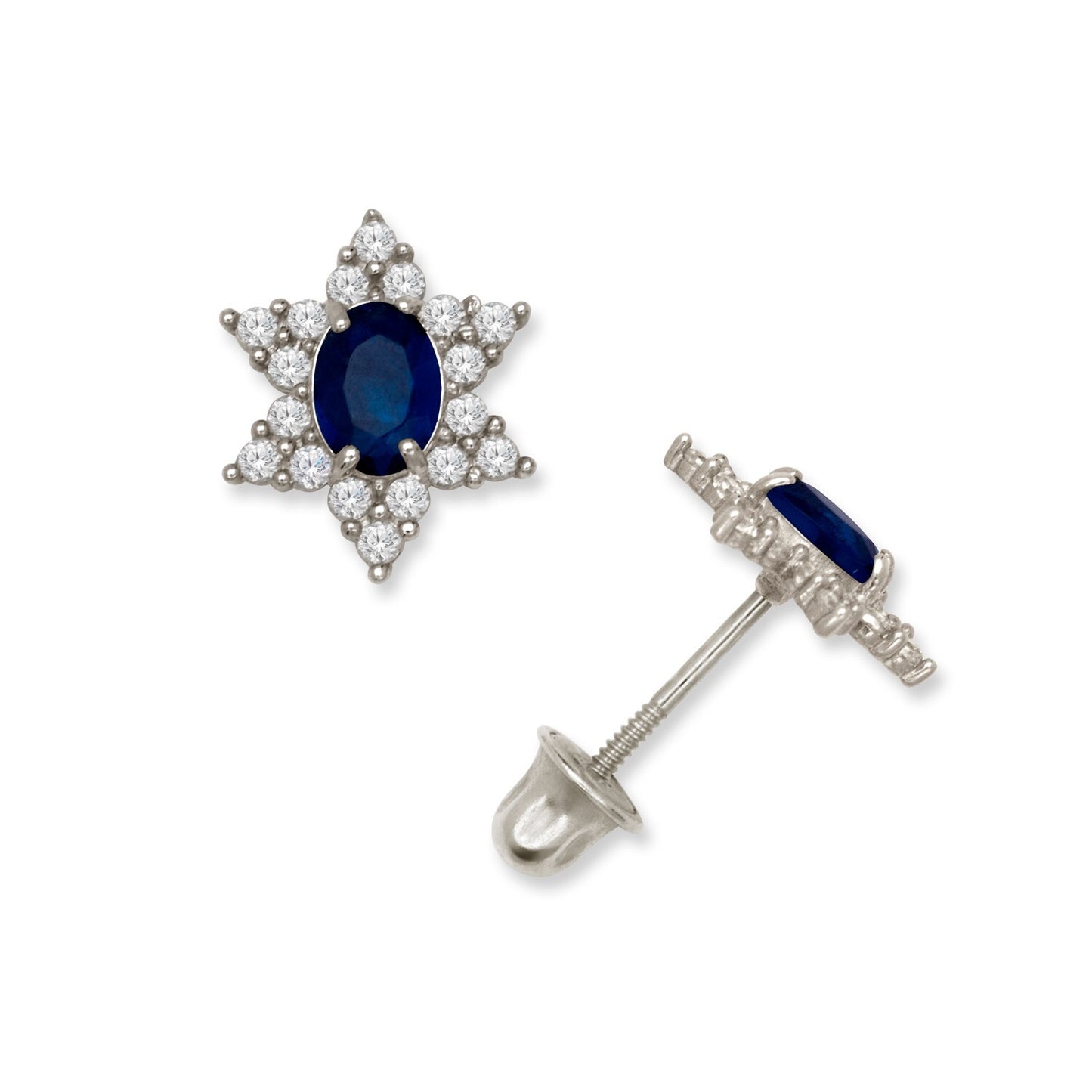 14K Yellow & White Gold Beautiful Star Shaped Stud Earrings for Girls