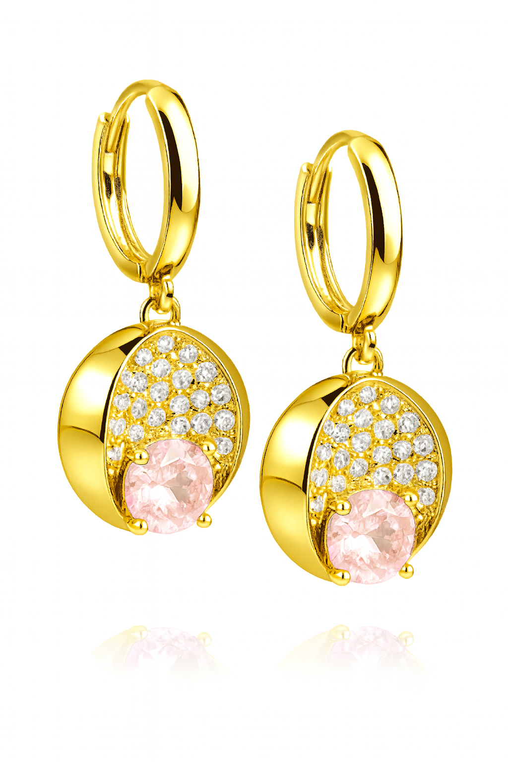 14k Yellow Gold Dangle Hoop Huggie Earrings