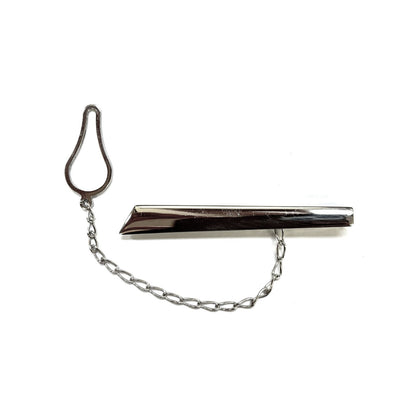 925 Sterling Silver Italy Tie Clip with Chain.