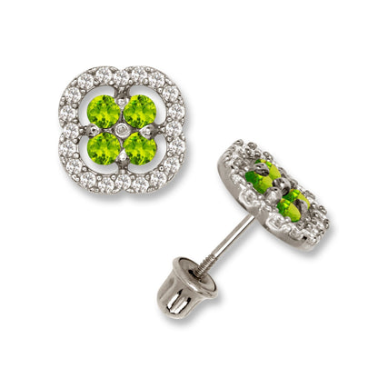 14K Yellow & White Gold CZ Squared Screw Back Stud Earrings for Women