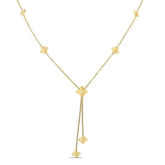 14K Yellow Gold 4 Leaf Clover Necklace