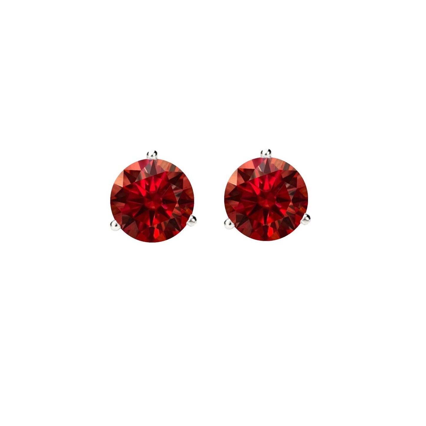 14K Gold GRA CertifiedD-VVS1 Garnet Moissanite ScrewBack Stud Earrings