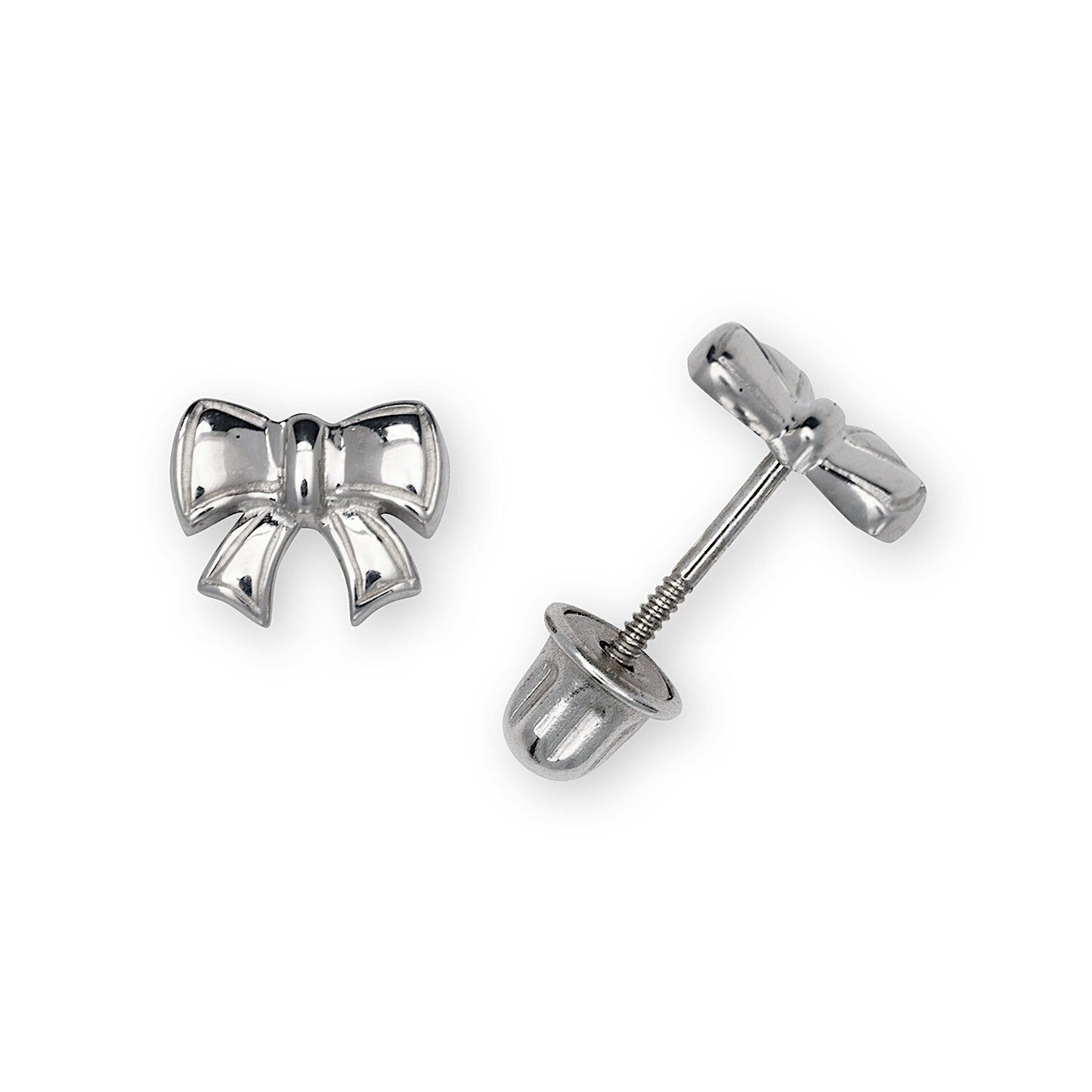 14K Yellow & White Gold Unique small Bow Post Earrings for Women