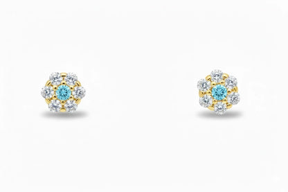 14K Yellow Gold Flower Shaped  Screw Back Stud Earrings for Women