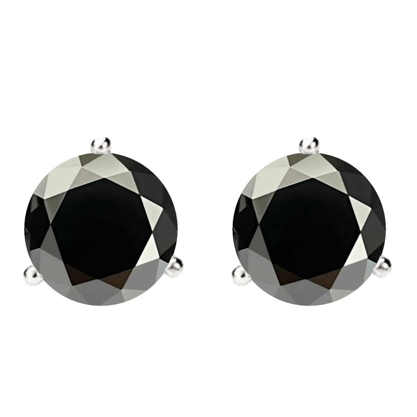 14K Gold GRA CertifiedD-VVS1 Black Moissanite Martini PushBack Stud Earrings