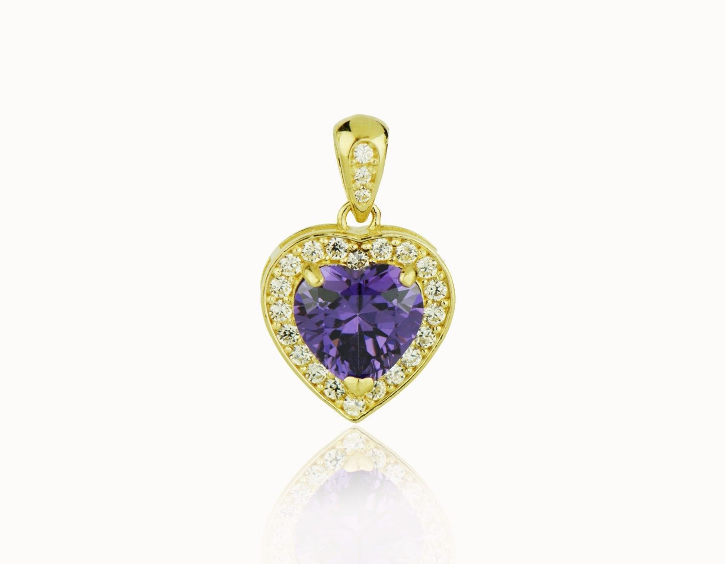 14k Yellow Gold CZ Halo Heart Pendant