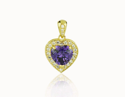 14k Yellow Gold CZ Halo Heart Pendant