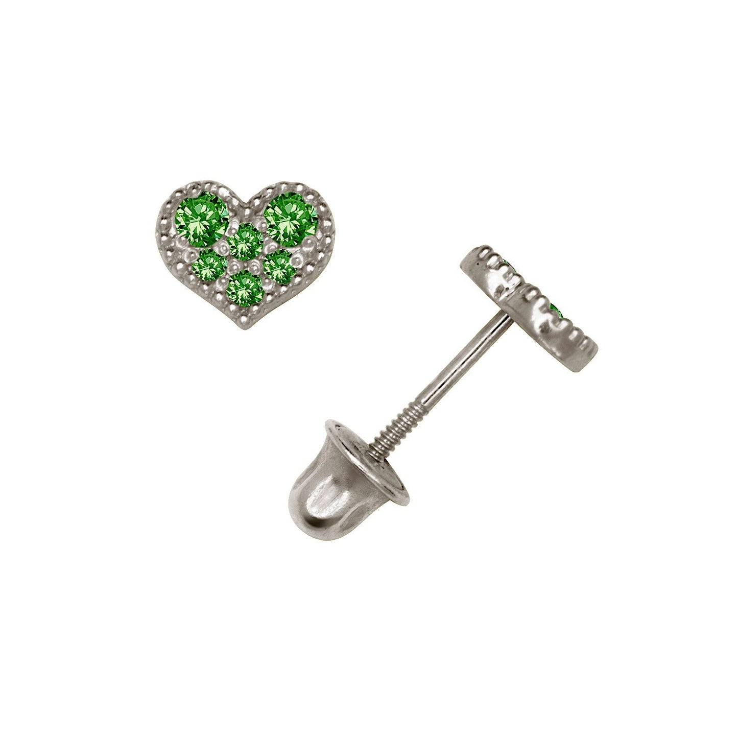 14K Yellow & White Gold Pretty CZ Heart Shaped Stud Earrings for Women