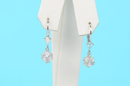925 Sterling Silver Womens CZ Ball Dangle Earrings
