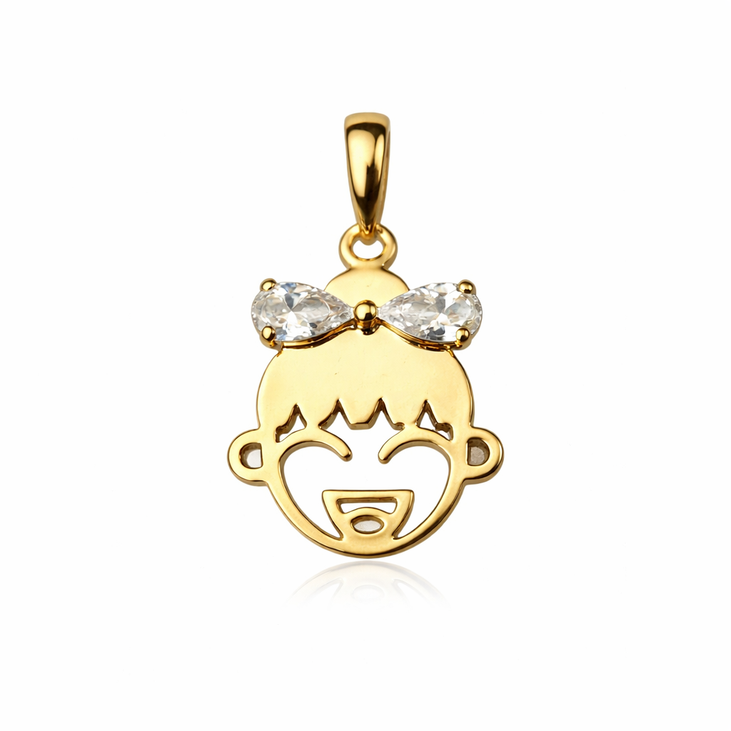 14k Yellow or White Gold Boy or Girl CZ Pendant