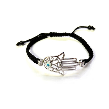 925 Sterling Silver  Hamsa Bracelet 6" Adjustable to 11"
